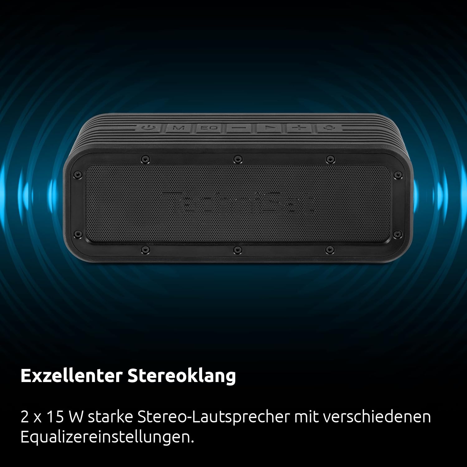 Detalle 2 de TechniSat BLUSPEAKER OD TWS – Outdoor Bluetooth-Lautsprecher 30 W (IPX6, True-Wireless Stereo, Akku, USB-C) Schwarz
