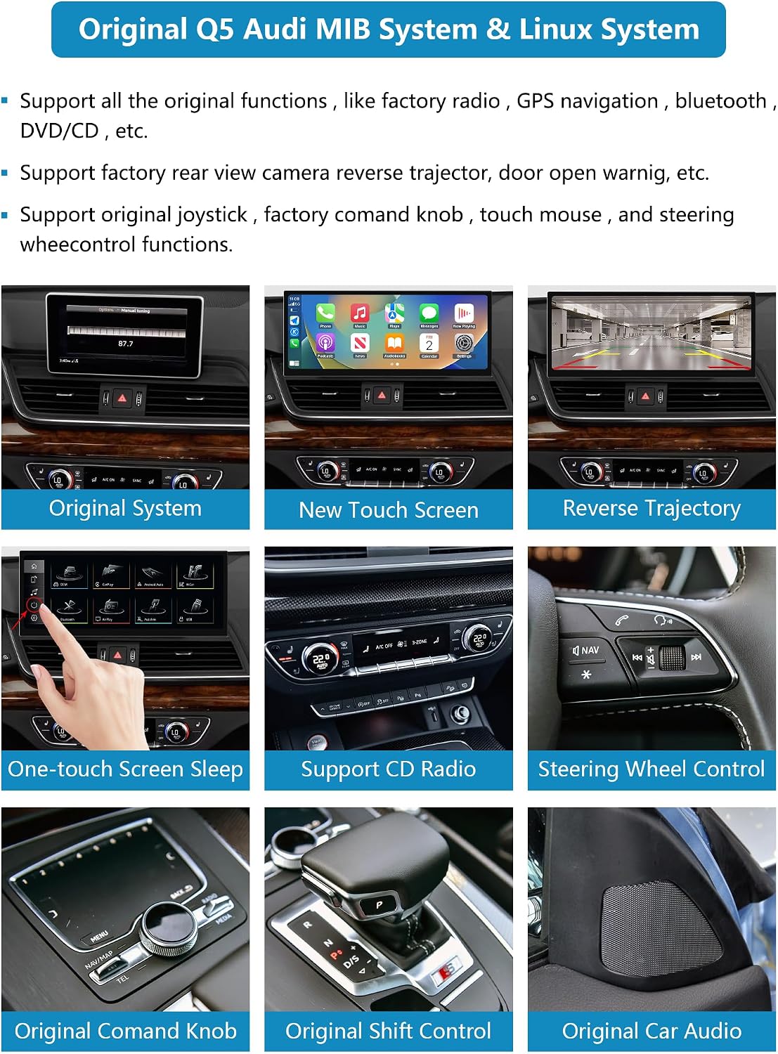Thumbnail 2 de Ninetom Wireless CarPlay & Android Auto 12.3'' Car Radio for Audi Q5 (2014-2019) with MIB System