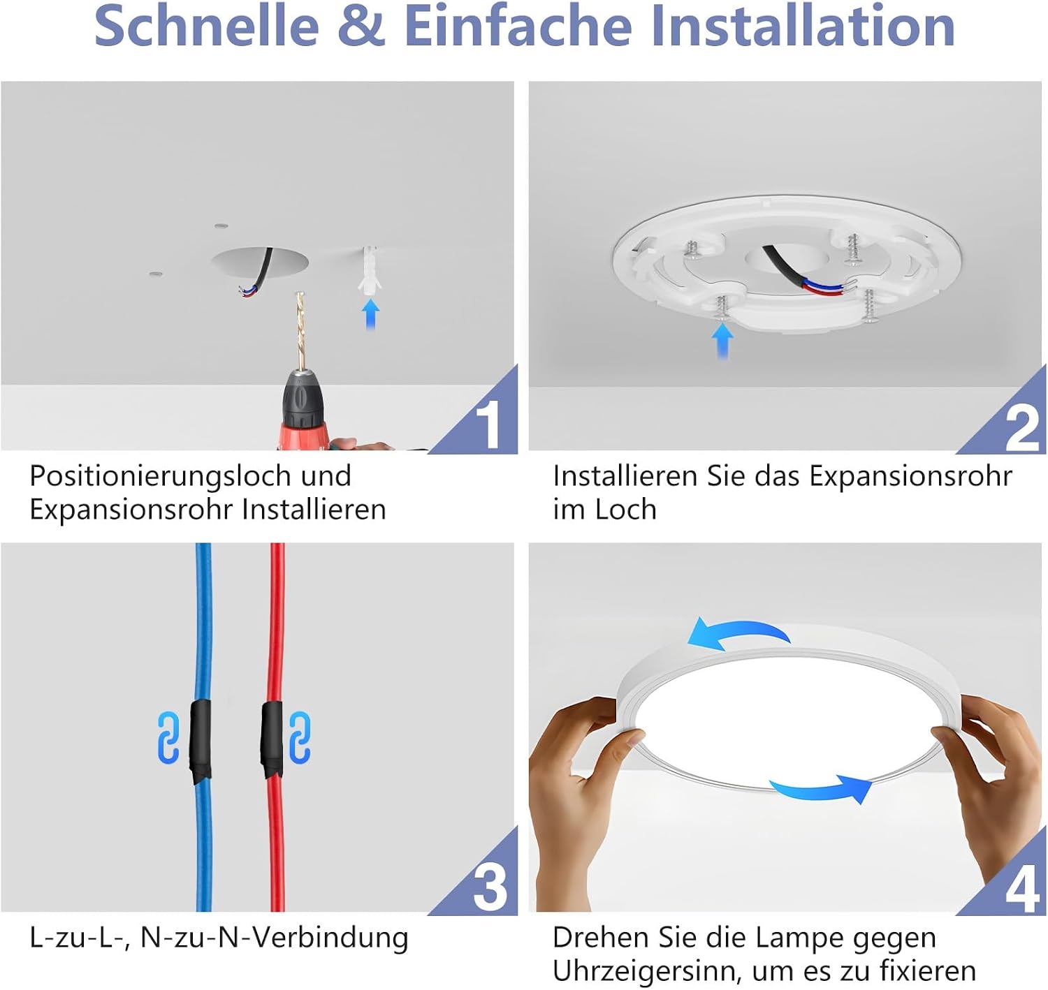 Thumbnail 6 de LED-Deckenleuchte flach rund 18 W, 6500 K, 1.600 lm, IP44 – Ø 223 mm, H 21,5 mm