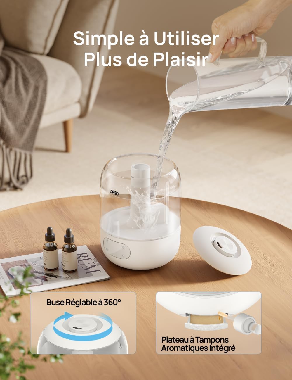Thumbnail 6 de Dreo 3L Humidificateur Bébé Silencieux: brume fraîche, capteur d’humidité et lumière d’ambiance