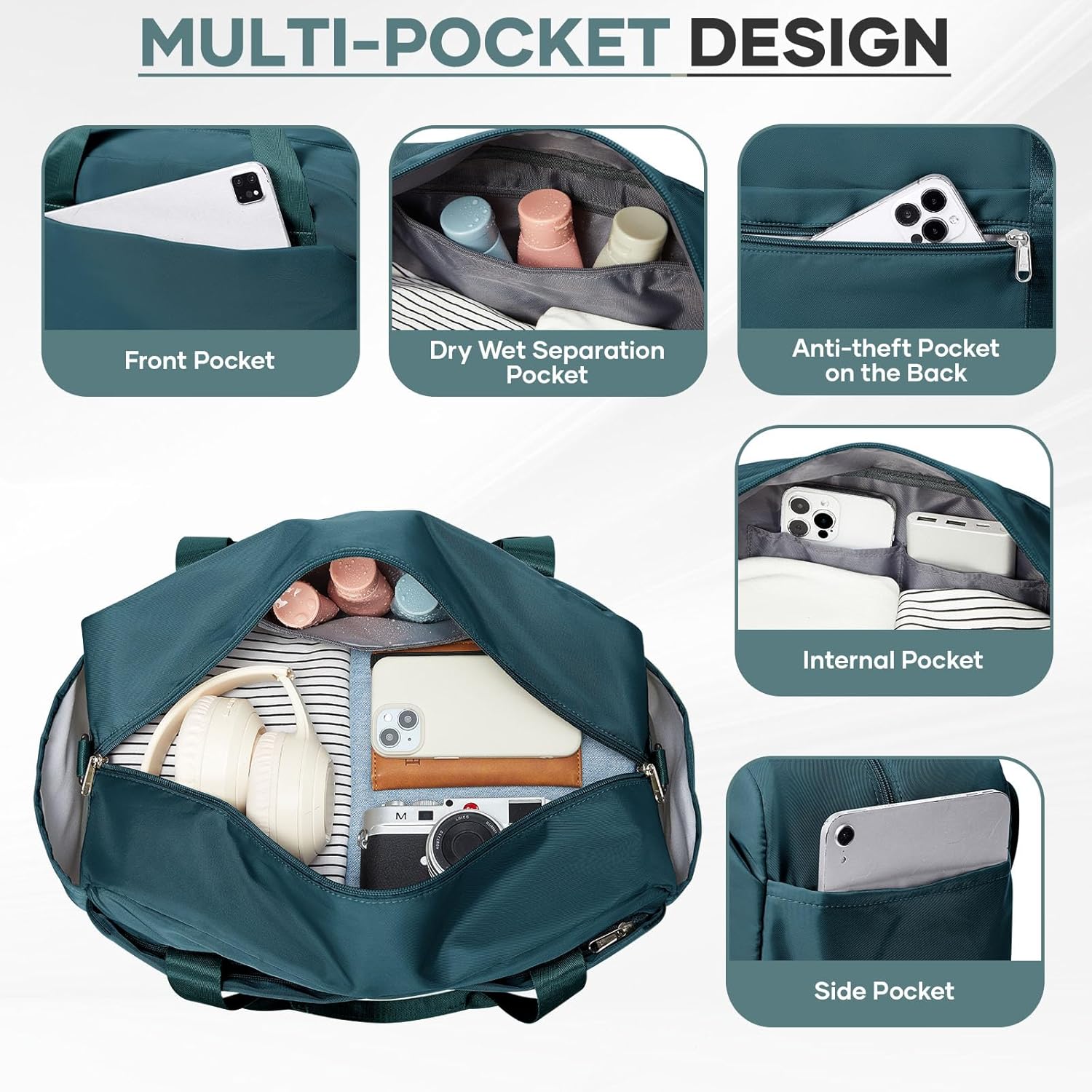 Detalle de For Ryanair Airlines Underseat Cabin Bag 40x20x25cm – Expandable Weekend Carry On with Wet Pocket
