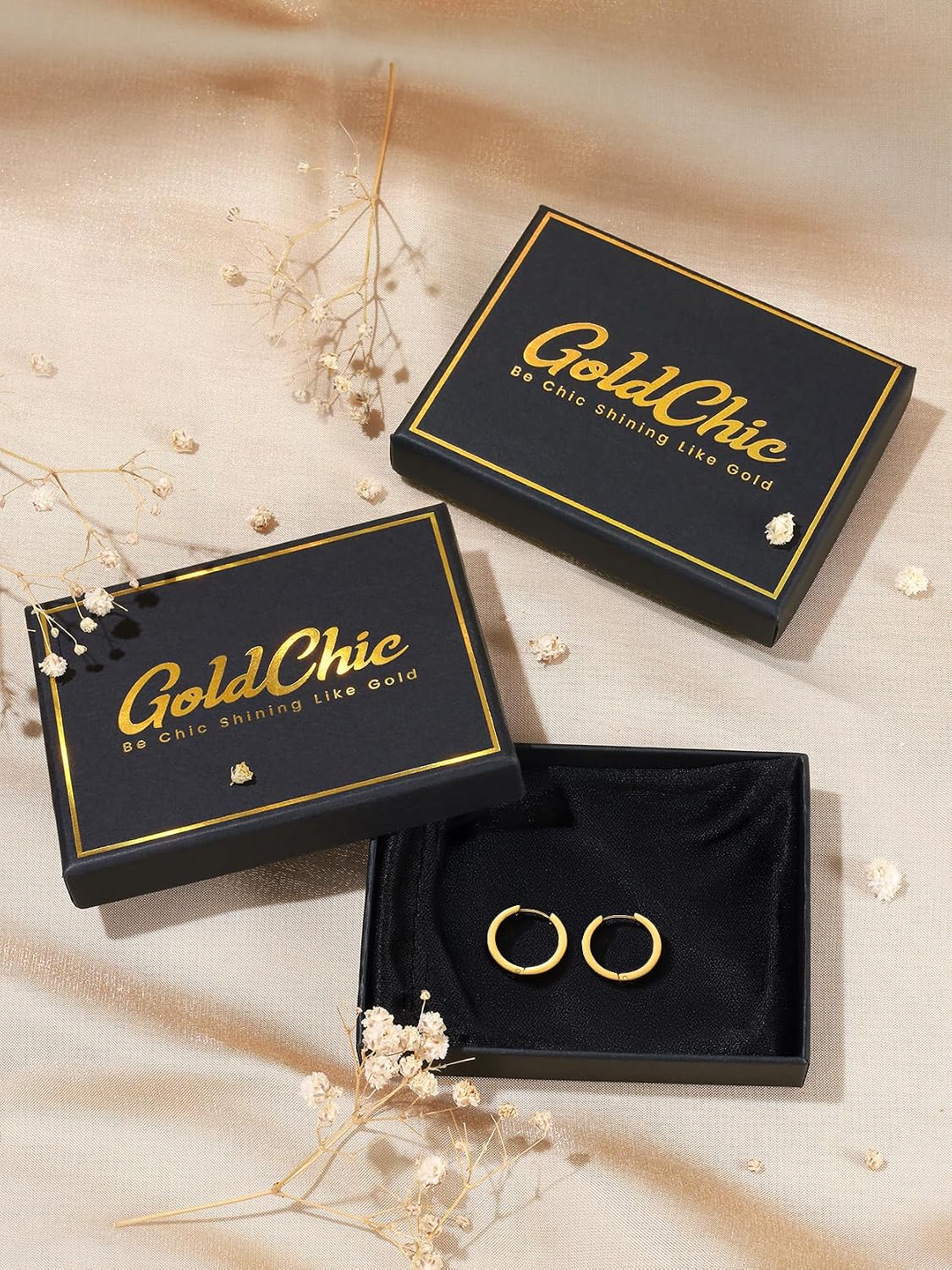 Thumbnail 6 de GoldChic Ohrringe Damen Creolen 7–16 mm Edelstahl – kleine Huggie Creolen, silber/gold/schwarz