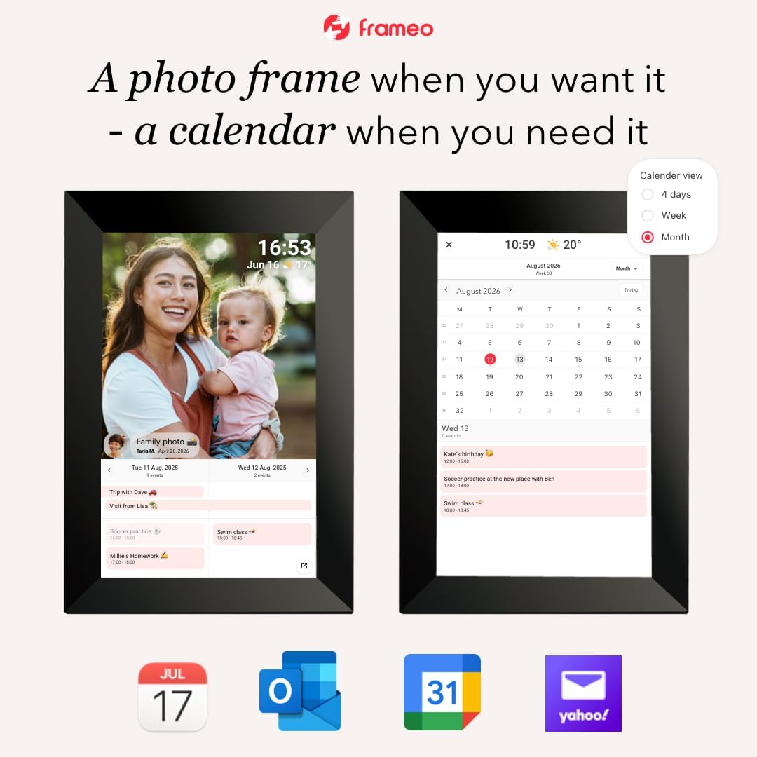 Detalle de Frameo 10.1-Inch WiFi Digital Picture Frame (32GB Storage) with 1280×800 IPS Touchscreen