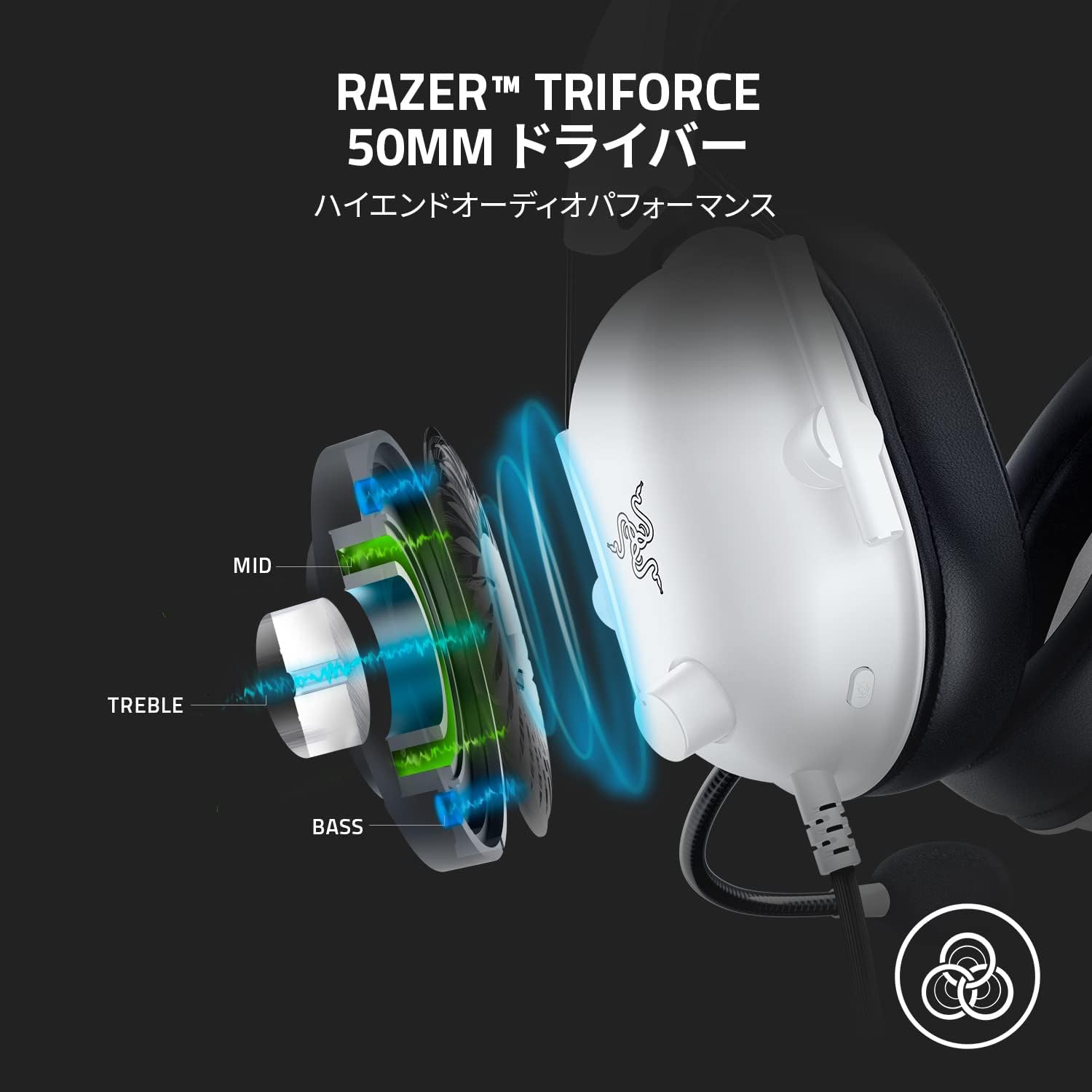 Thumbnail 1 de Razer BlackShark V2 X 有線ゲーミングヘッドセット ホワイト、50mmドライバー・7.1サラウンド対応