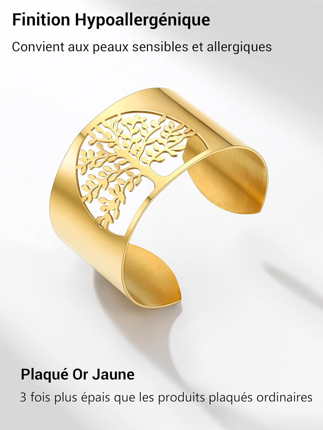 Thumbnail 3 de Bracelet manchette ouvert PROSTEEL en acier 316L, motif arbre de vie