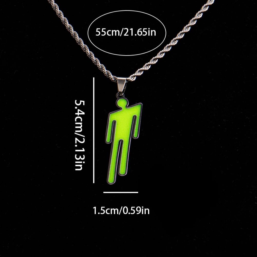 Thumbnail 1 de EPRHAY Leuchtende Halskette aus Edelstahl mit fluoreszierendem Anhänger (grün, unisex)