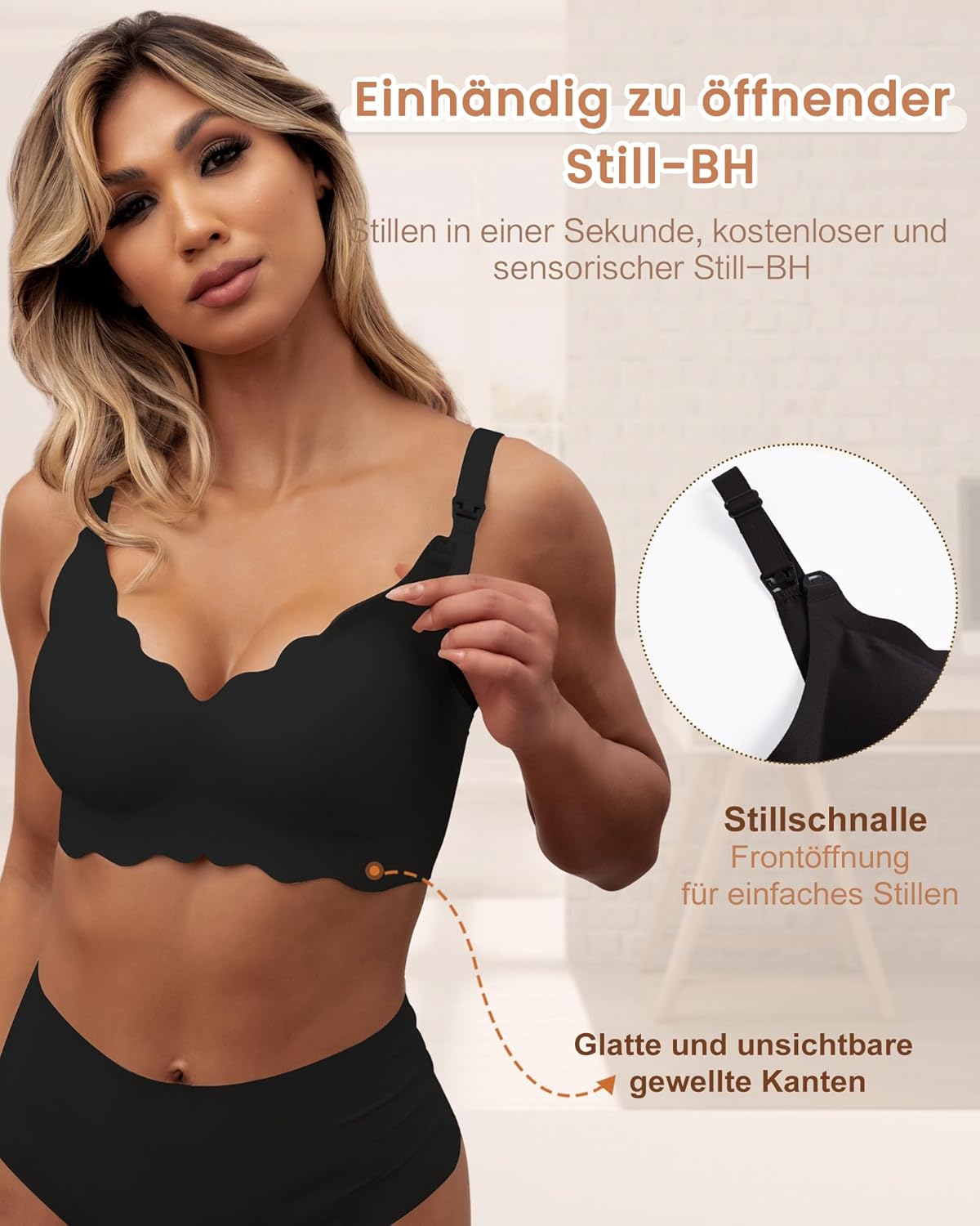 Thumbnail 4 de As Fairy Still-BH zum Stillen – kabellose nahtlose Schwangerschafts- und Schlaf-Bralette mit 360°-Stütze