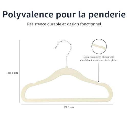 Detalle de Amazon Basics Lot de 30 cintres antidérapants en velours pour enfants et tout-petits, 29 cm, beige