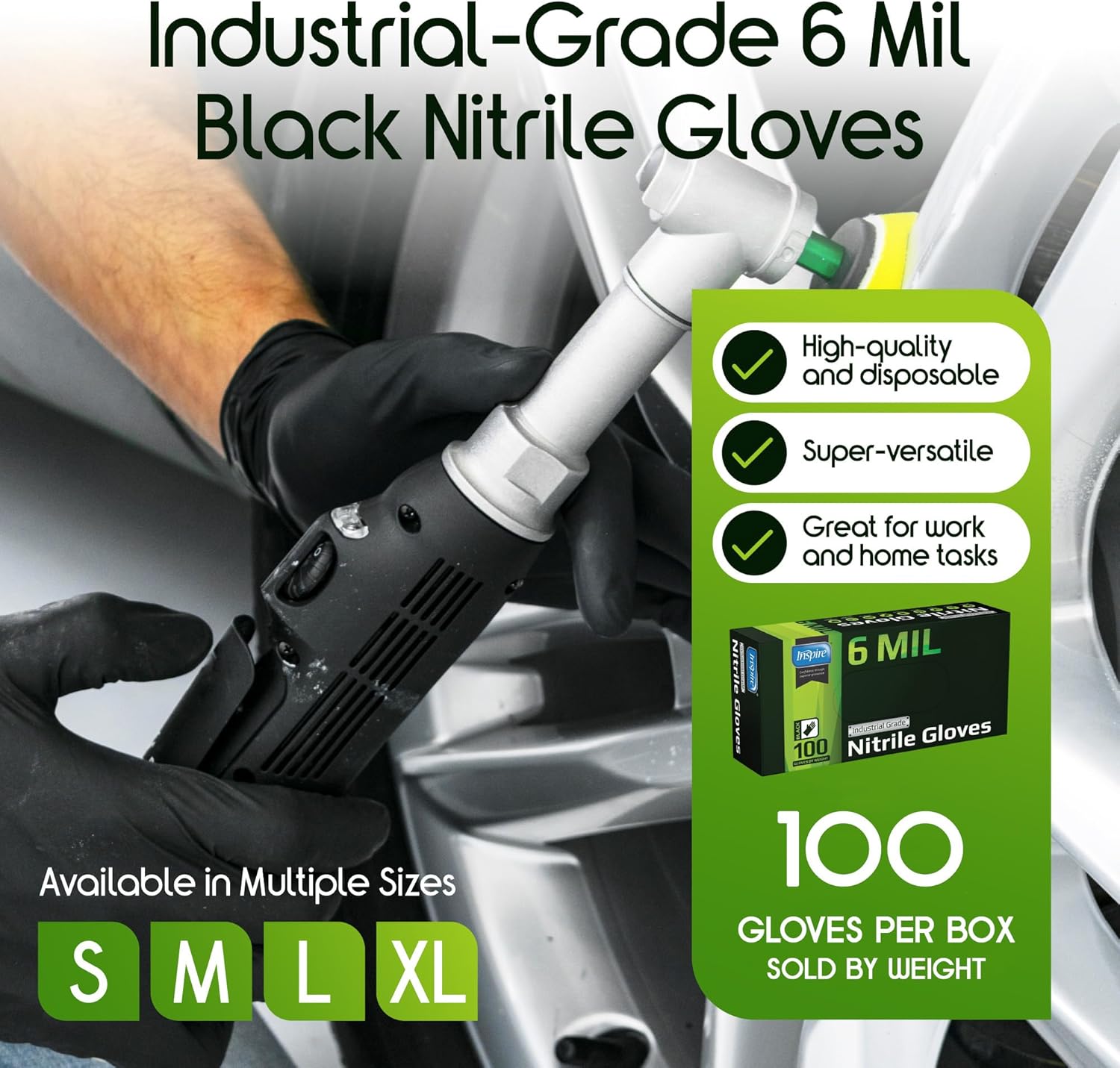 Detalle 2 de Inspire Black Nitrile Gloves 6 Mil