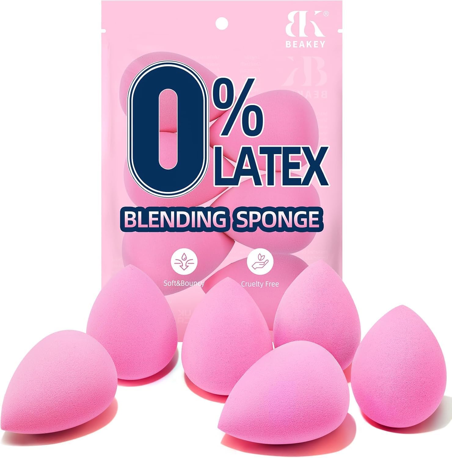 Detalle de BEAKEY Lot de 6 Éponges de Maquillage – Applicateurs polyvalents pour fond de teint et cosmétiques