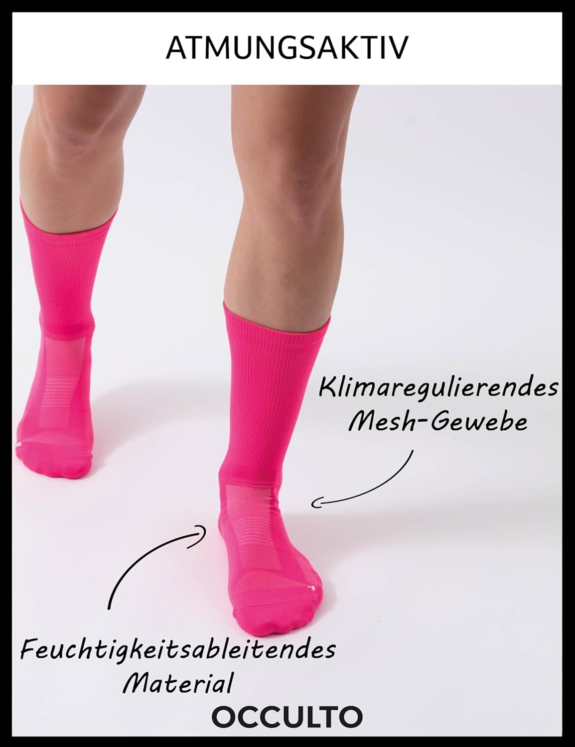 Detalle 2 de Occulto Eddy Rennradsocken im 2er-Set (Herren & Damen) – Aero-Design für weniger Luftwiderstand