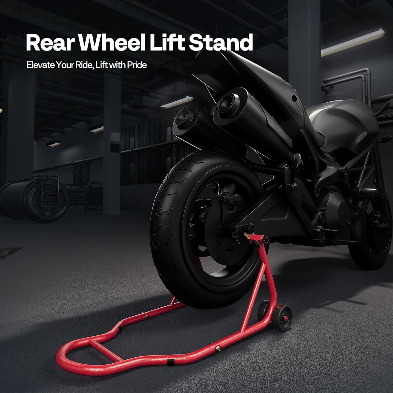 Detalle de SPECSTAR Motorcycle Paddock Stand 200kg Capacity – Rear Wheel Lift with Adjustable U & L Fork Heads