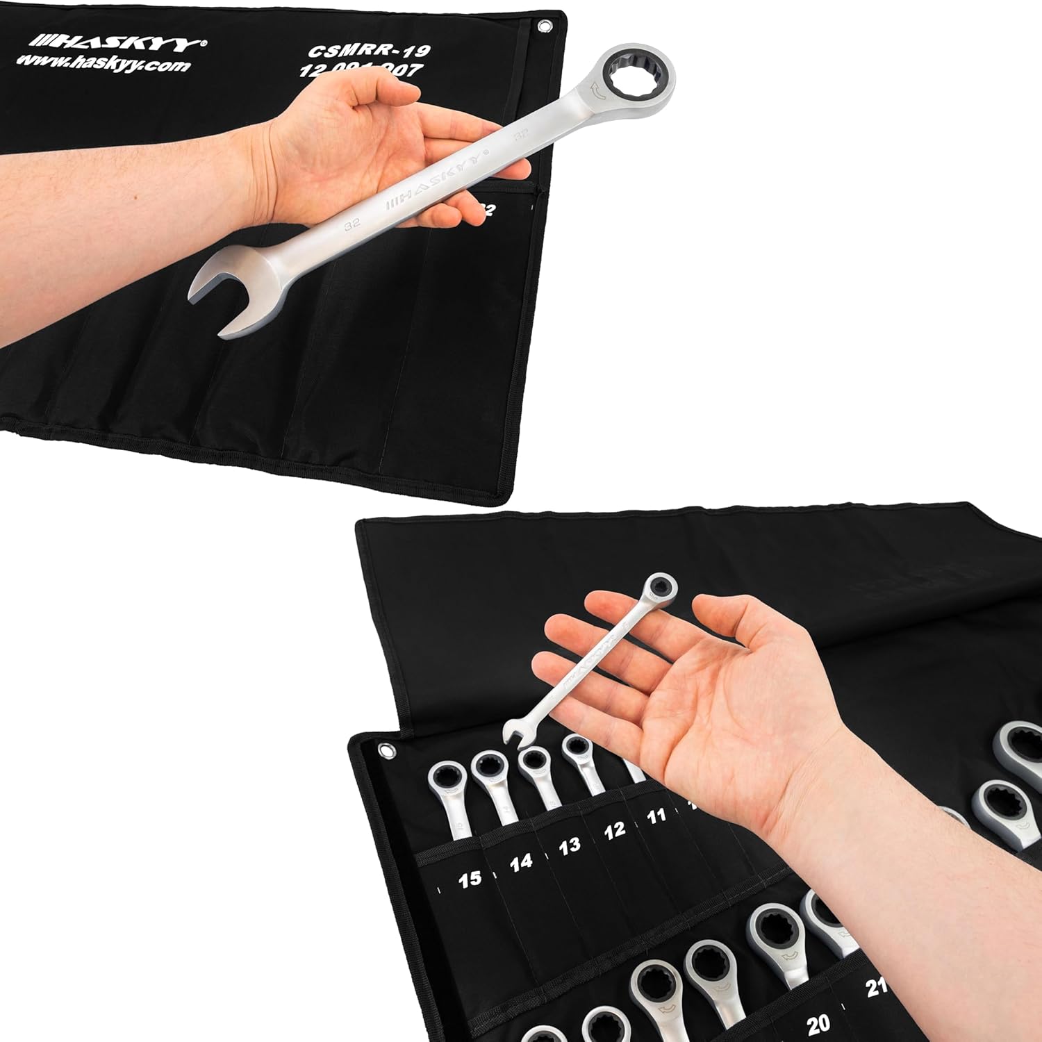 Thumbnail 6 de HASKYY 22 pièces – Jeu de clés à cliquet 8–32 mm avec tête fine et denture précise