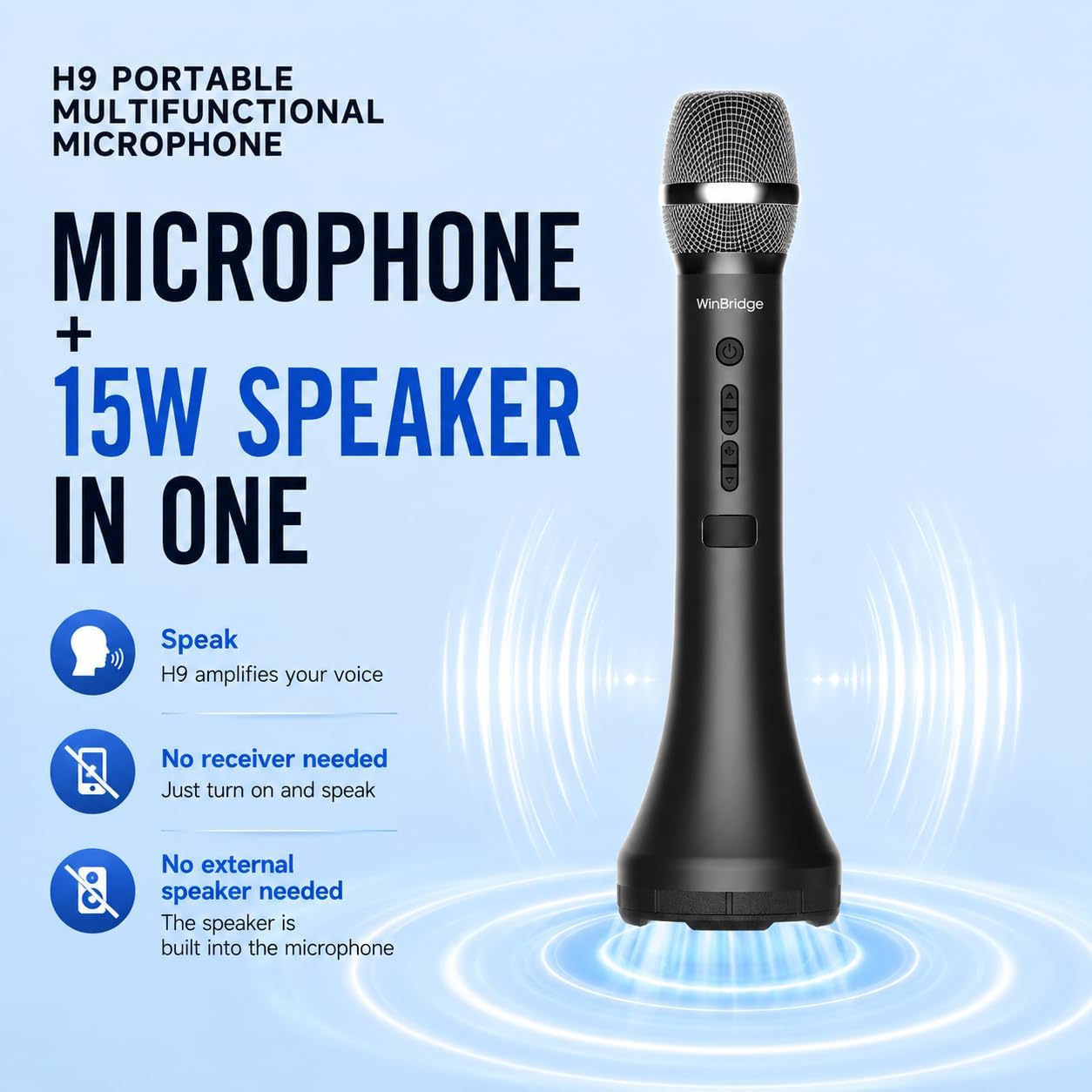 Detalle 2 de H9 15W Wireless Bluetooth Microphone for Teaching 🎤