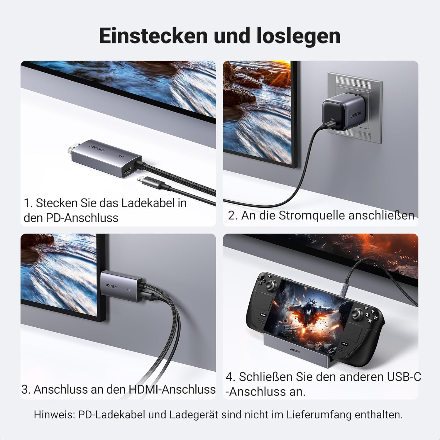 Thumbnail 5 de UGREEN USB‑C auf HDMI Kabel (100 W PD) für 4K@60 Hz, 1080P bis 240 Hz – unidirektional