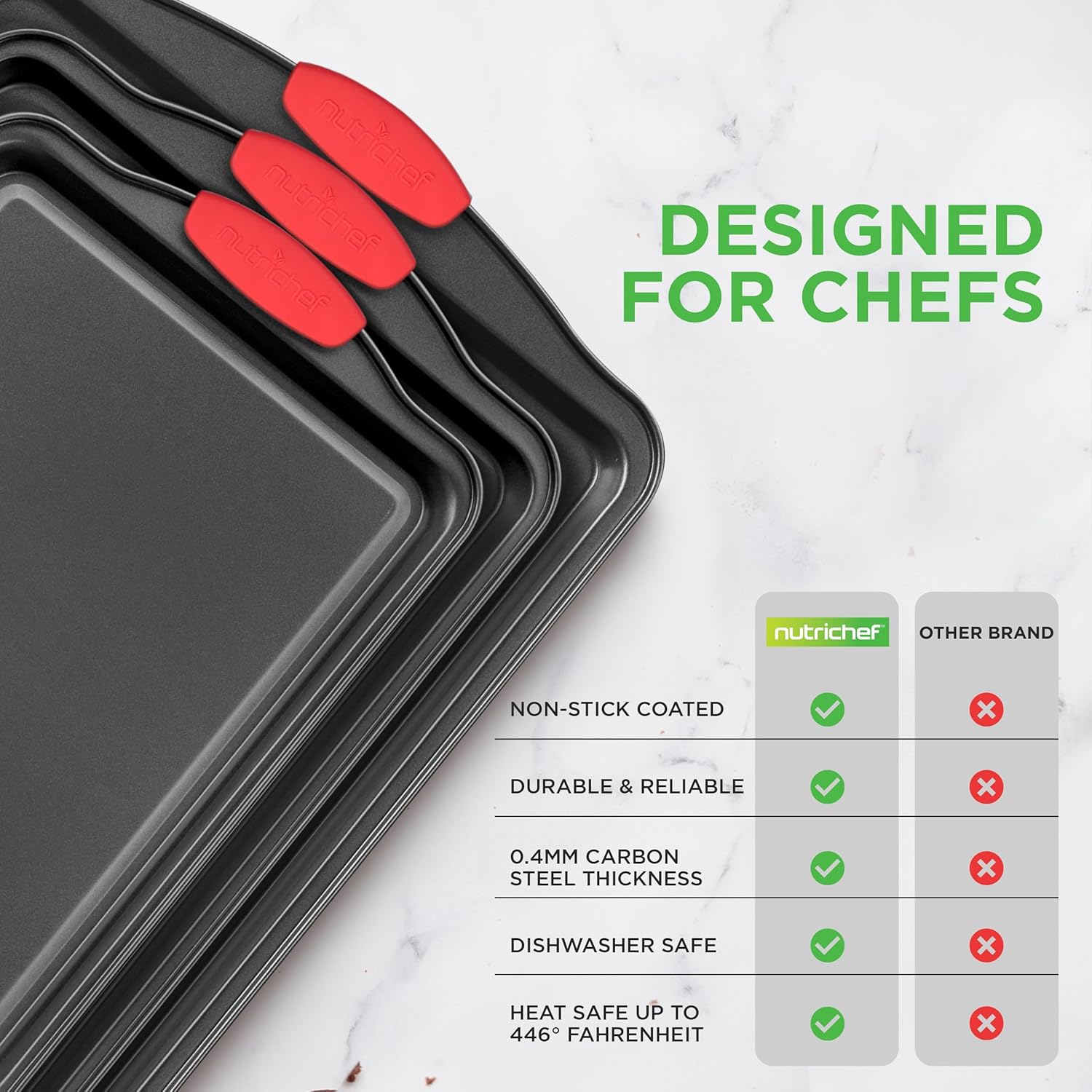 Thumbnail 5 de NutriChef NCSBS3S 3-Piece Nonstick Baking Pans