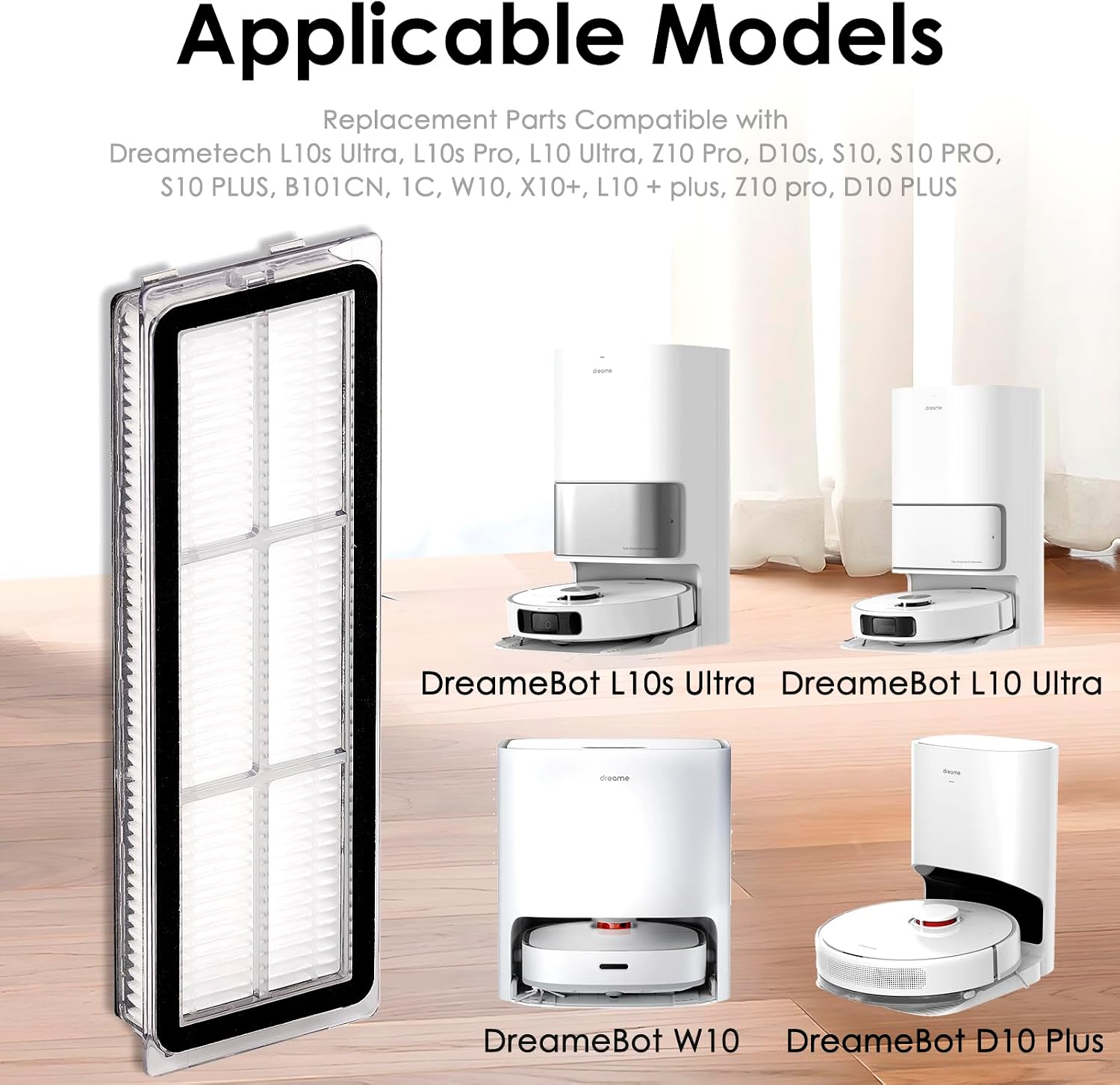 Detalle de FILTERIST L10s Ultra HEPA-filter, 3-pack för kompatibla robotdammsugare