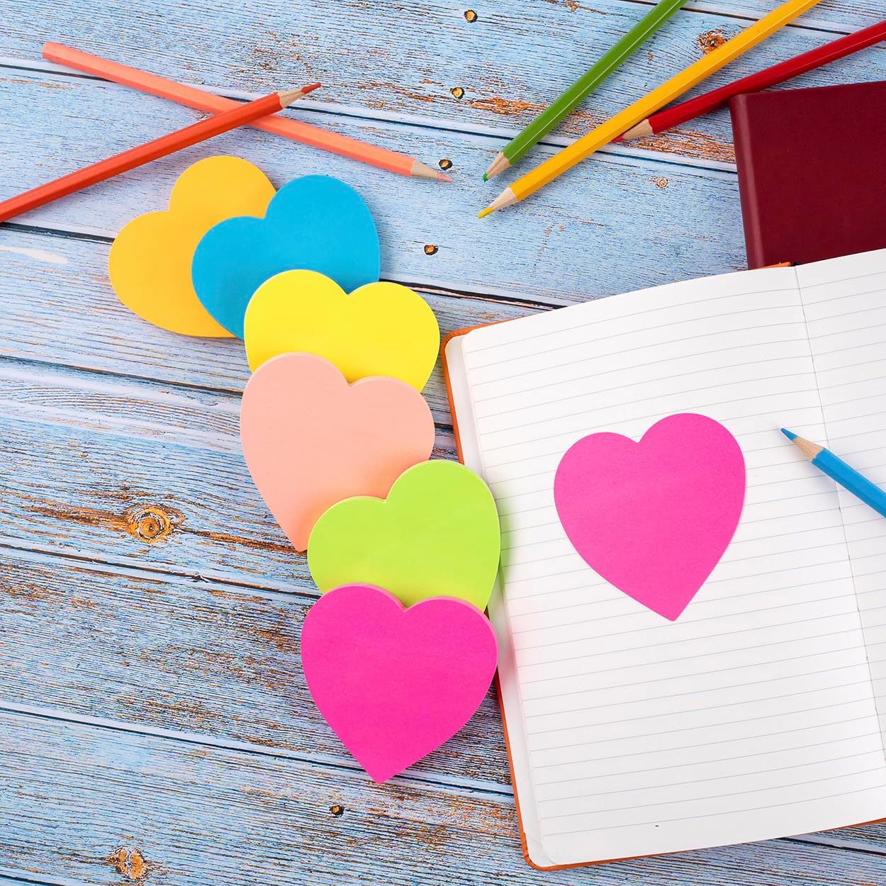 Thumbnail 5 de Wowivy 12 Pack Heart Sticky Notes (3 x 3 inches) – bright self-stick pads with clean removal