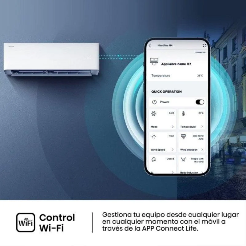 Detalle de Aire acondicionado Hisense HB35XU0A inverter 3.500 frigorías R-32 — bajo consumo y silencioso