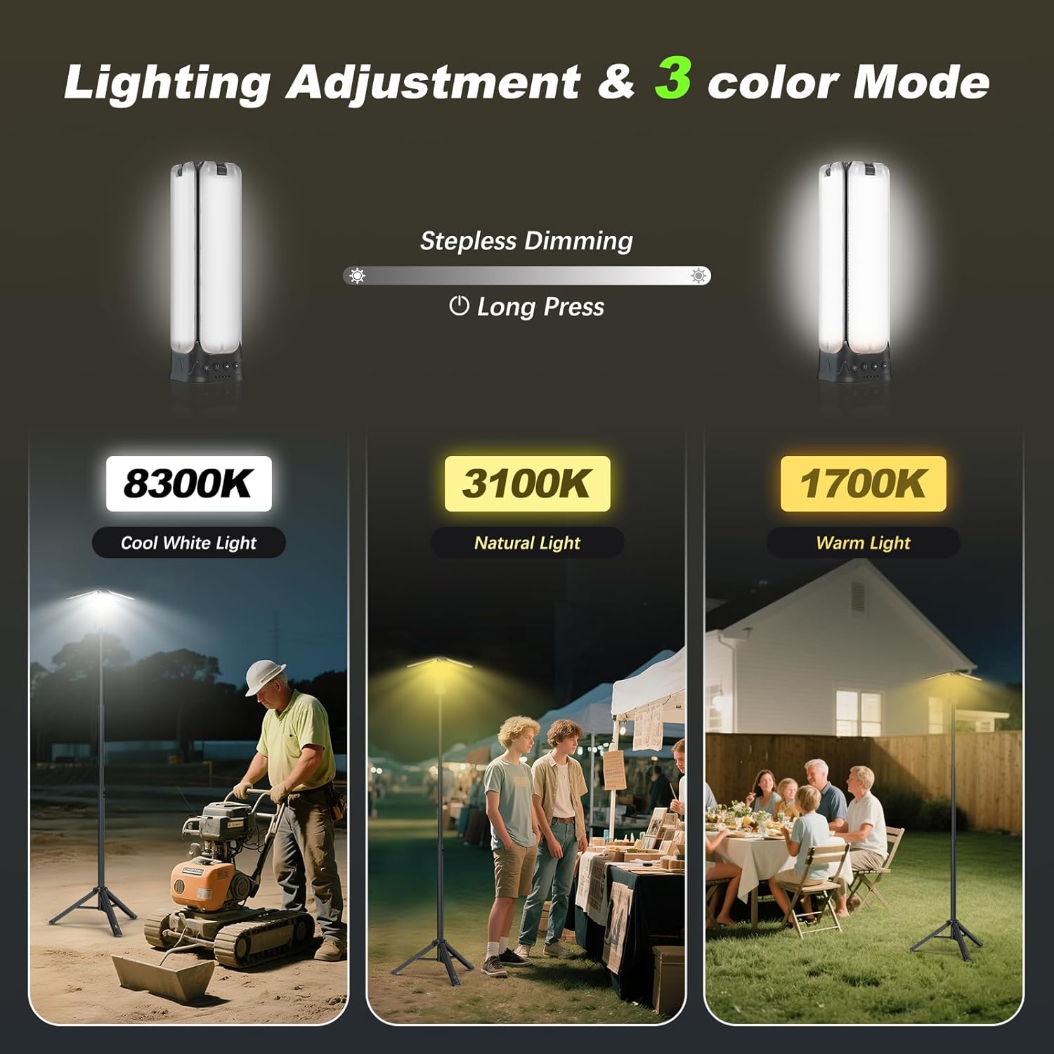 Thumbnail 5 de Camping Lights with Remote & Stand (6 ft) 14,000 mAh Rechargeable Lantern Light – 6,000 Lumen Magnetic Work Light