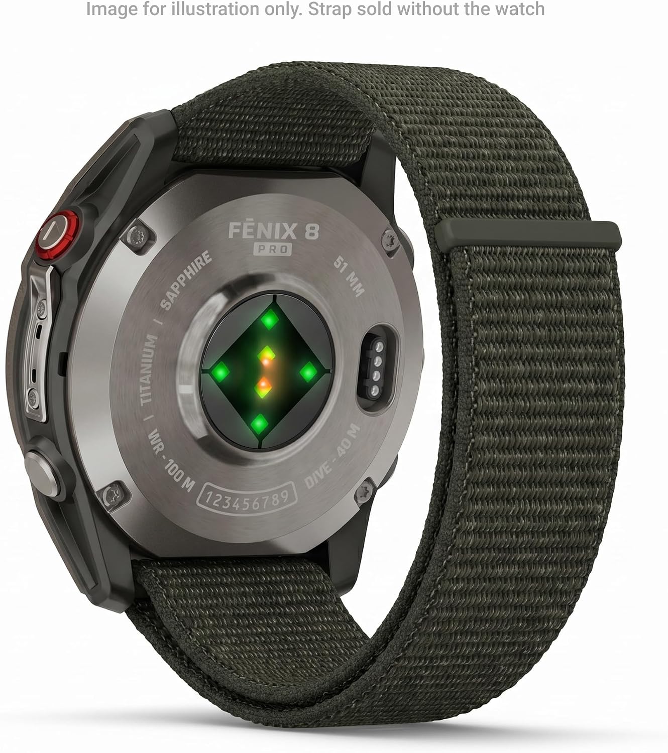 Detalle de Garmin UltraFit Watch Straps (26mm) – Lightweight Moss Nylon