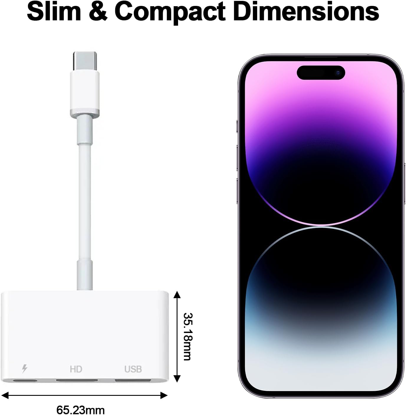 Thumbnail 3 de APKLVSR MFi-zertifizierter USB-C HDMI Adapter 3-in-1 (4K HDMI, 100-W PD, USB 3.0 Hub) – Plug & Play