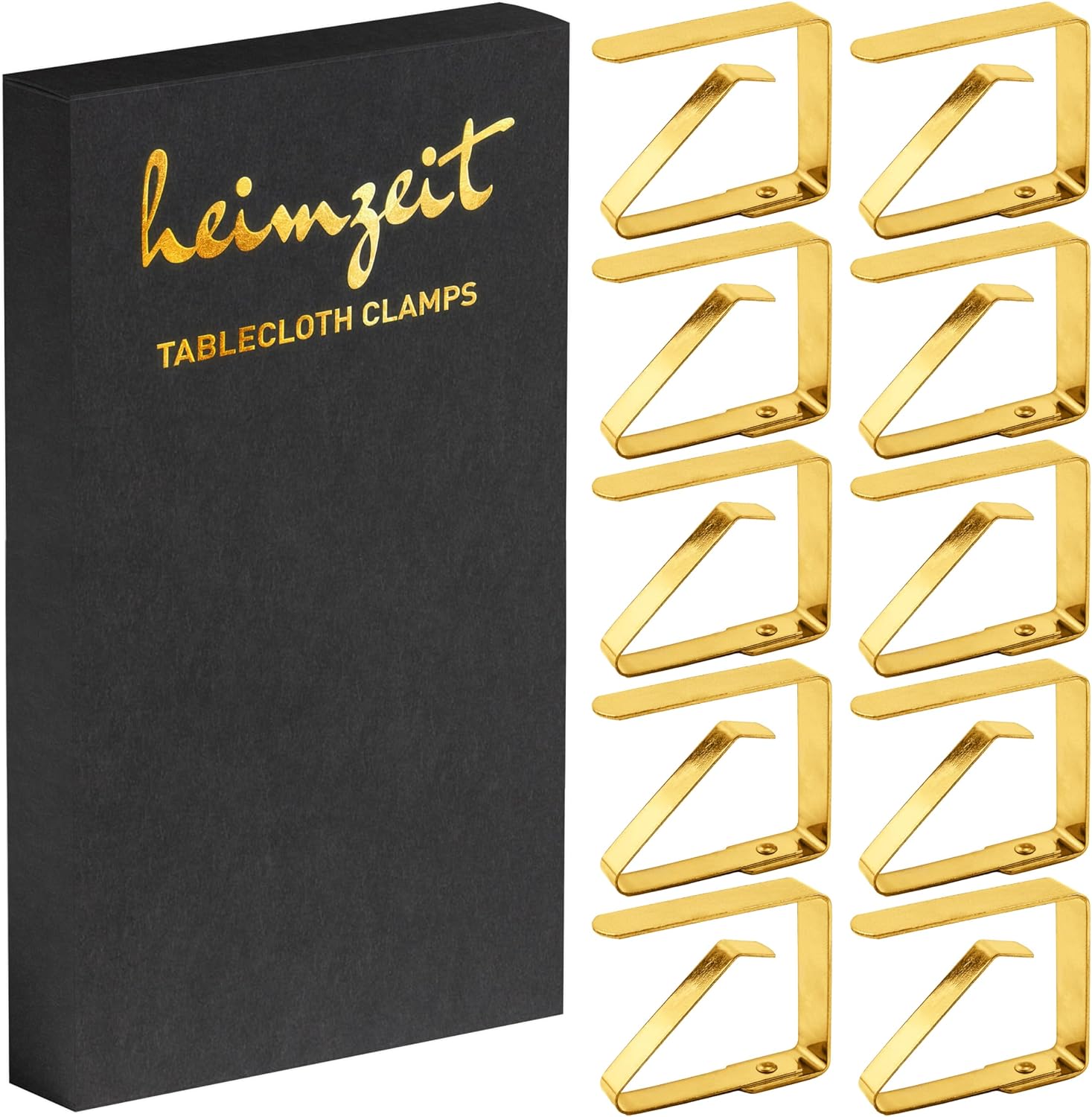 Detalle de heimzeit table_clamp_gold_10P tafelkleedklemmen, 10 stuks in roestvrij staal