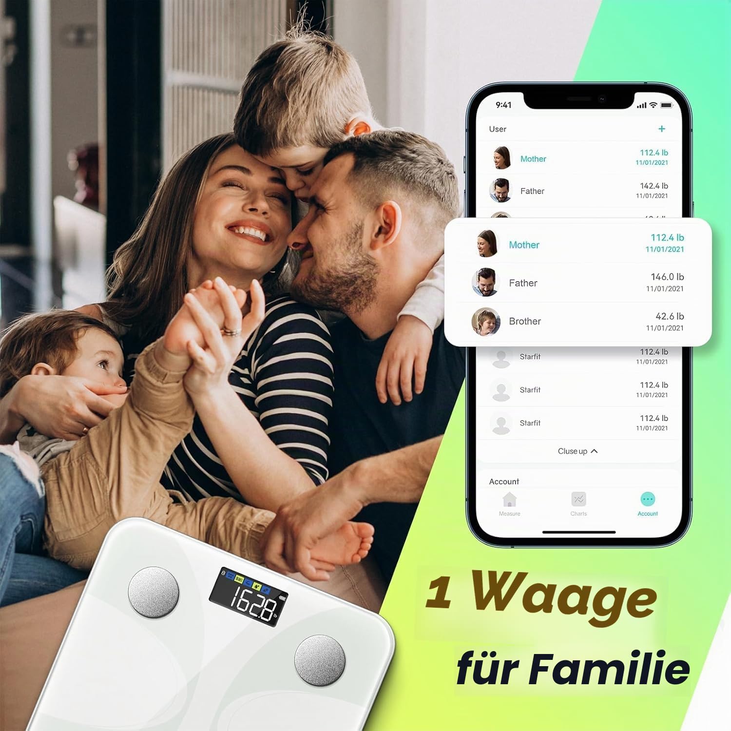 Detalle de RunSTAR Körperfettwaage mit App, 180 kg