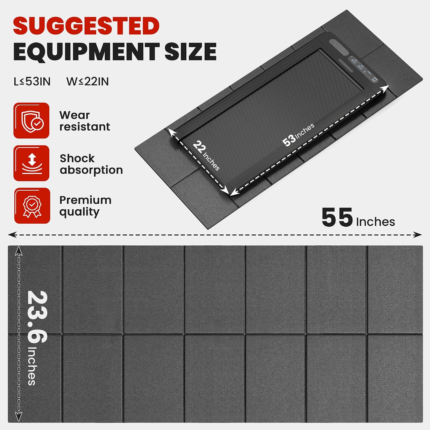 Detalle 2 de THAILE FY0206US60101 Walking Pad Treadmill Mat, 55" x 24" PVC