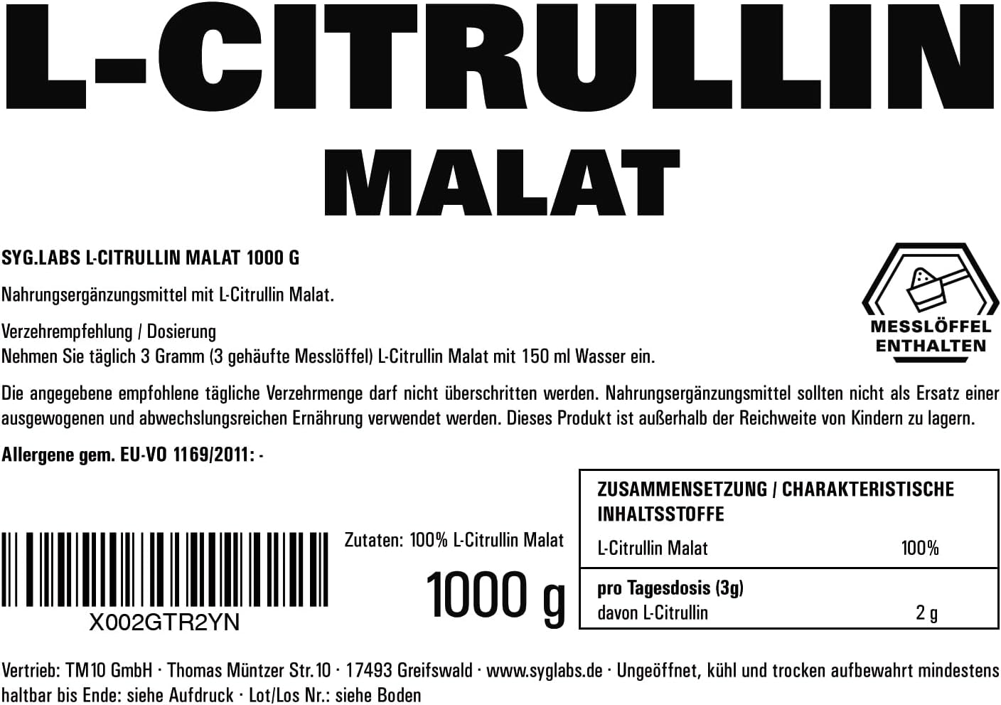 Detalle 2 de L-Citrullin Malat 2:1 1000 g Pulver