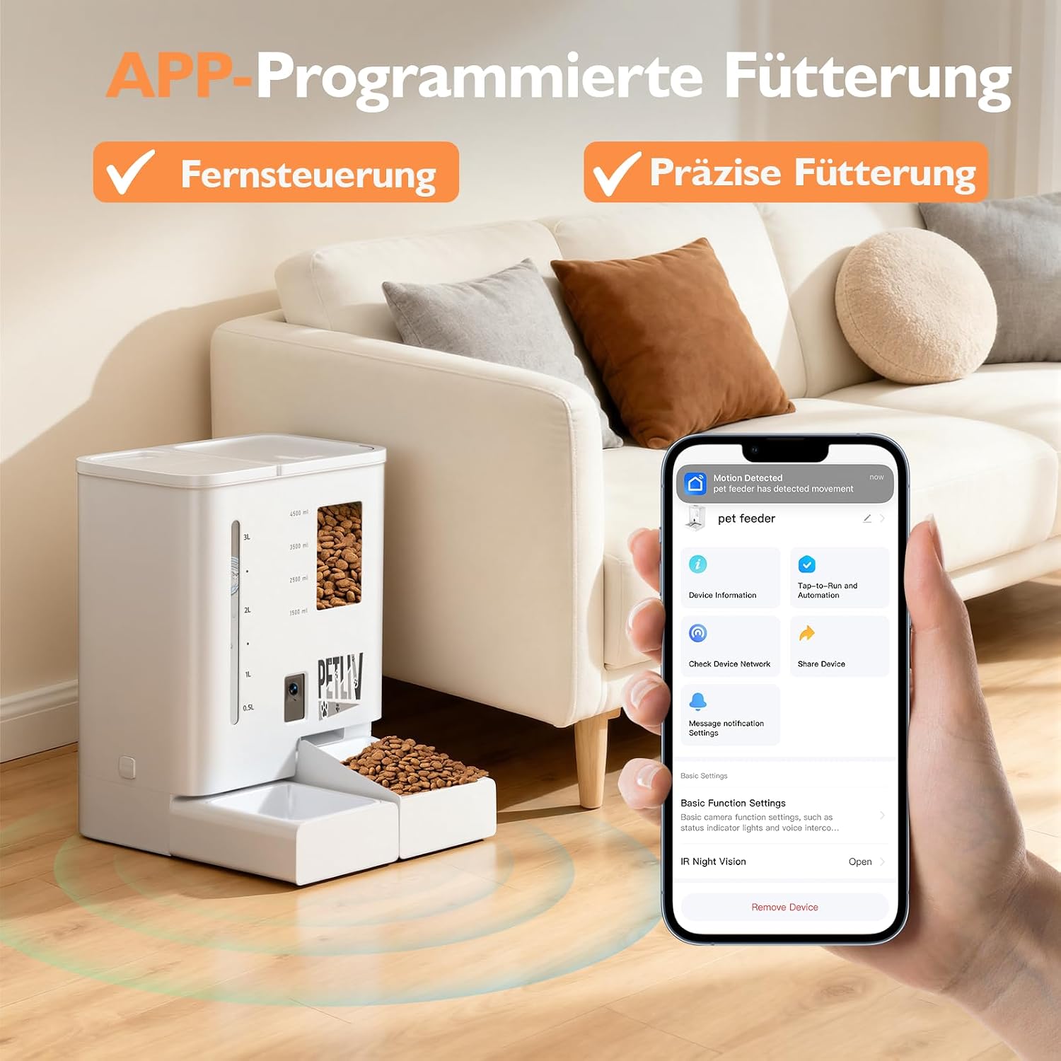 Thumbnail 4 de PETLIV Futterautomat Katze 2 Näpfe mit APP 2K-Kamera