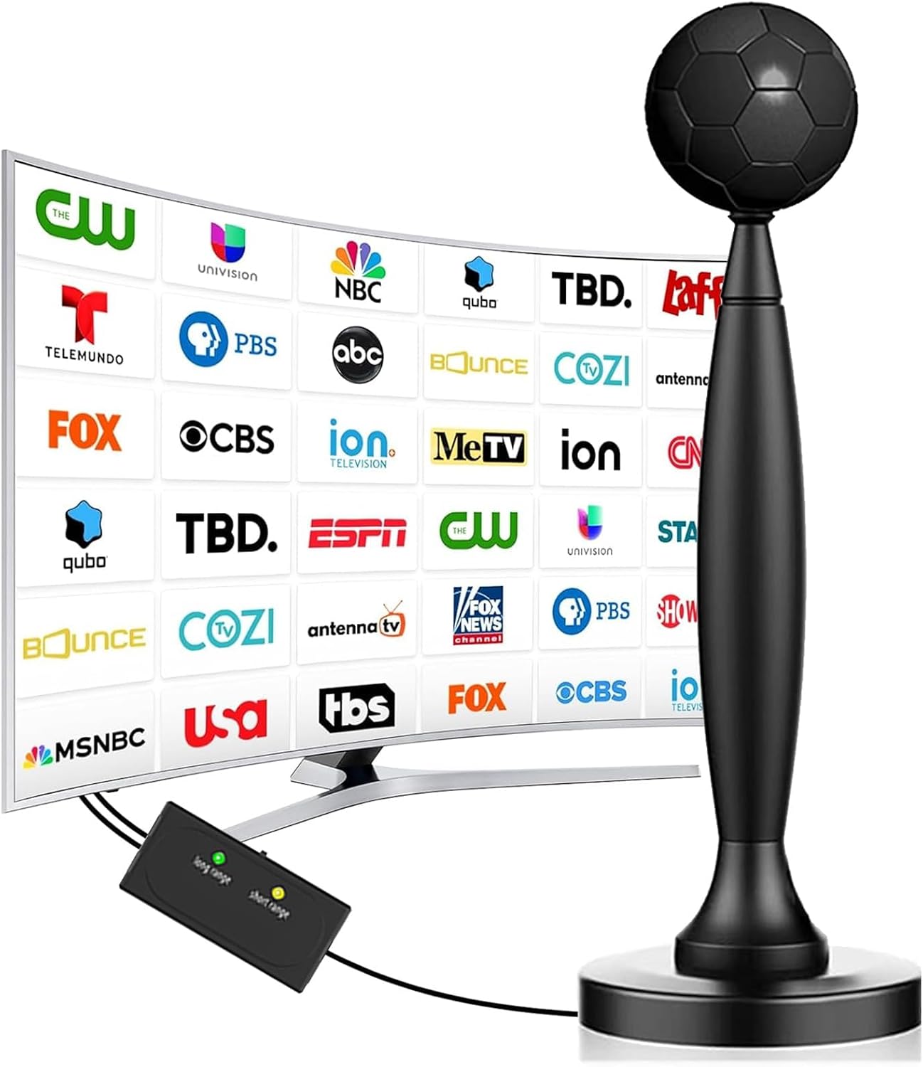Detalle de TV Antenna for Smart TV Indoor/Outdoor with 2800+ Miles Range and 360° Signal Booster