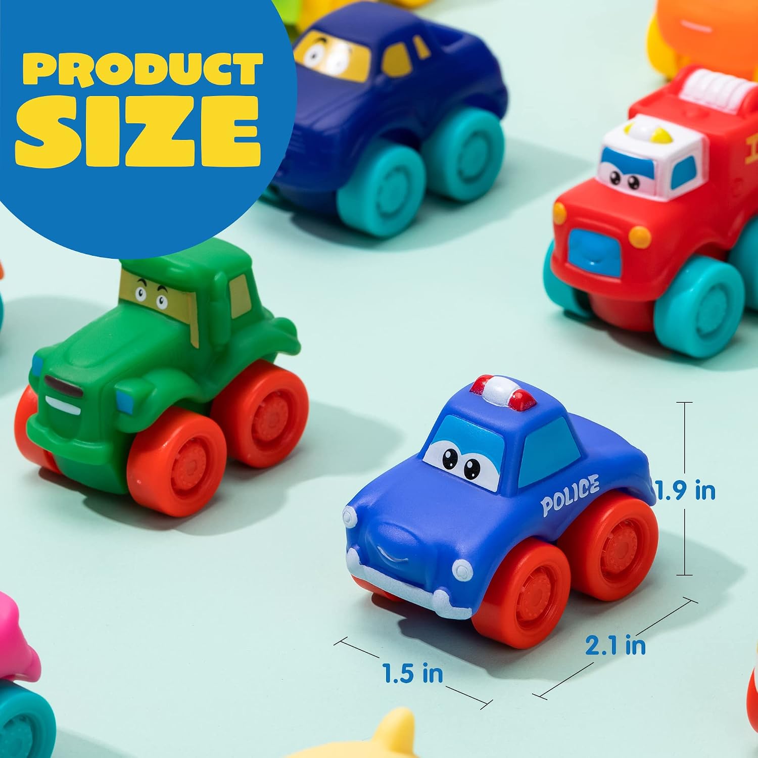 Thumbnail 4 de JOYIN Cartoon Fahrzeug-Set (16-teilig) – Soft Rubber Spielzeugautos für Kleinkinder