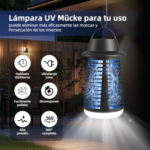 Thumbnail 1 de Lámpara Antimosquitos Axeqao 4250V con UV 20W y LED, IPX4 – Protección interior y exterior