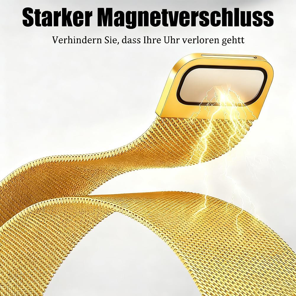 Thumbnail 4 de PDSQL Edelstahl Mesh Uhrenarmband – Magnetverschluss, Schnellverschluss, 14–24 mm