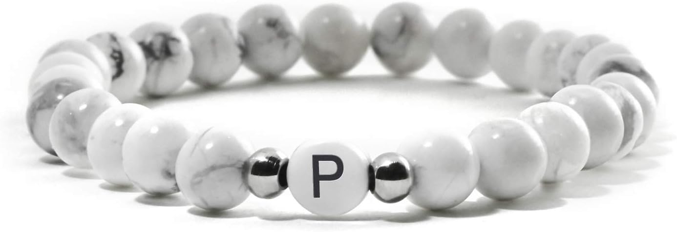 Thumbnail 6 de BERGERLIN Buchstaben Armband Weiss – Naturstein Magnesit mit Echtheitszertifikat
