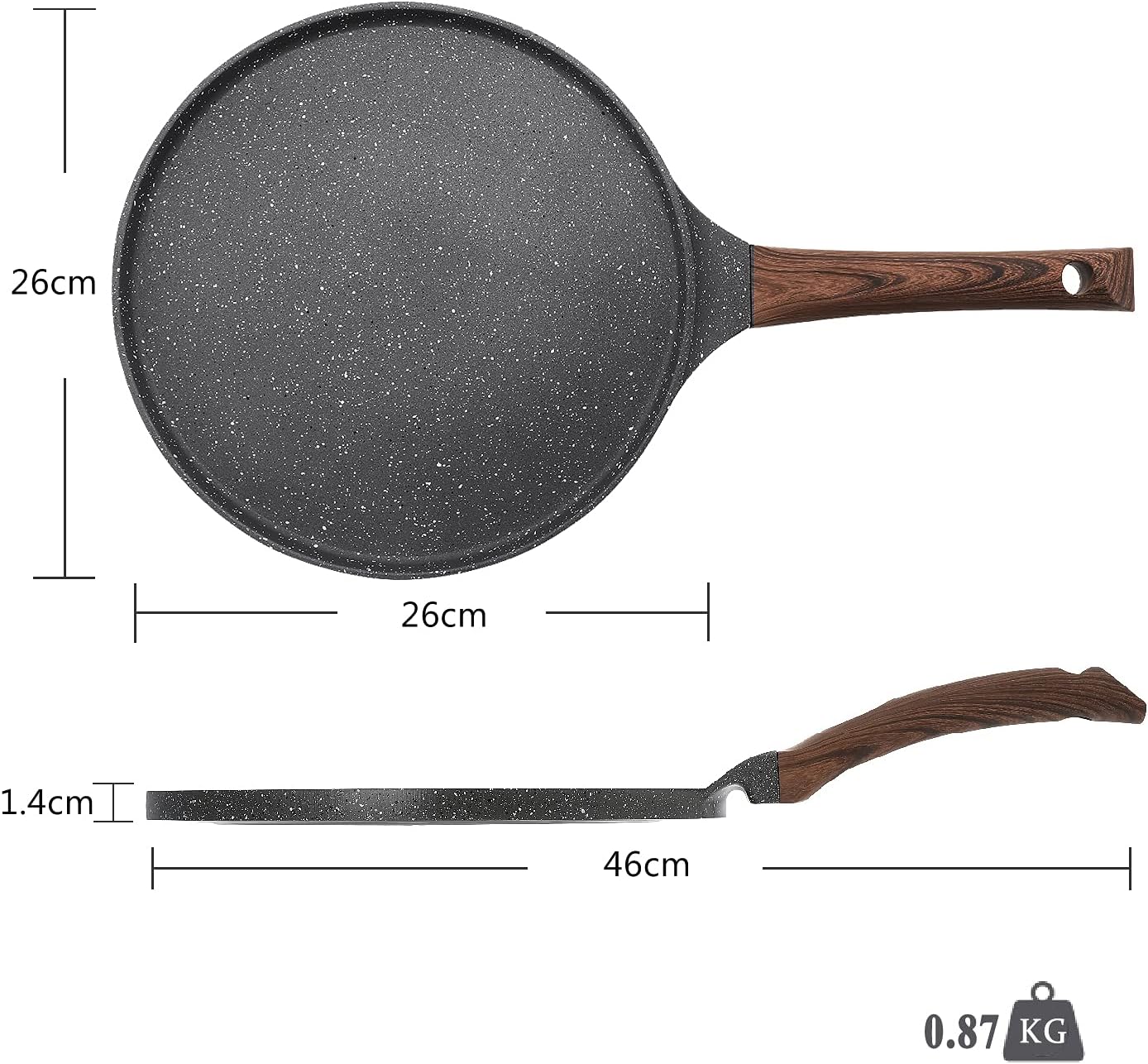Detalle 1 de SENSARTE 26cm Non-Stick Crepe Pan with Swiss Granite Coating