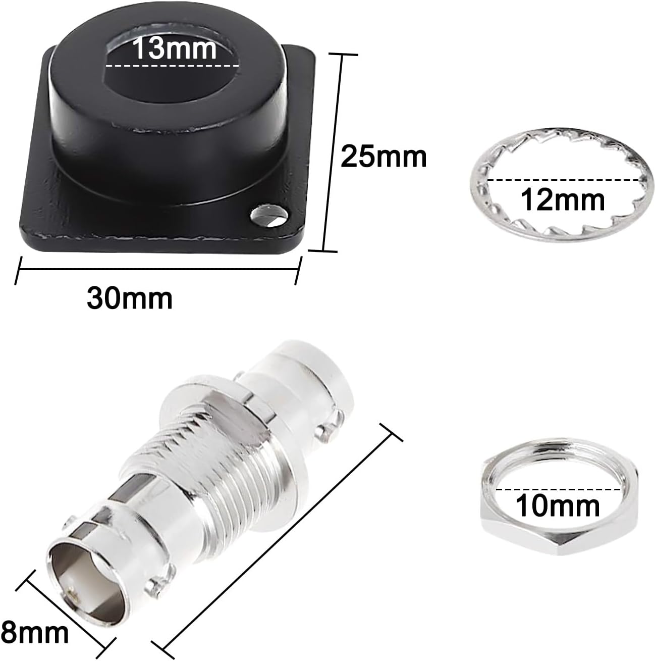 Thumbnail 1 de XMSJSIY D-Type BNC panel mount connector (female-to-female feed-through) for SDI video coax