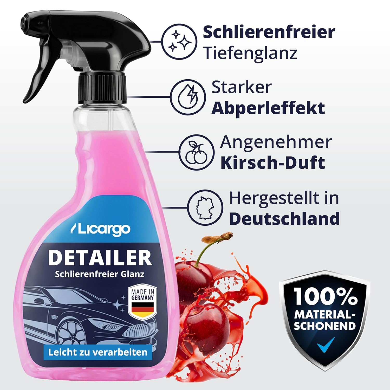 Detalle de LICARGO Detailer Auto (500 ml) – Quick Detailer mit Tiefenglanz und Abperleffekt für die Lackpflege außen