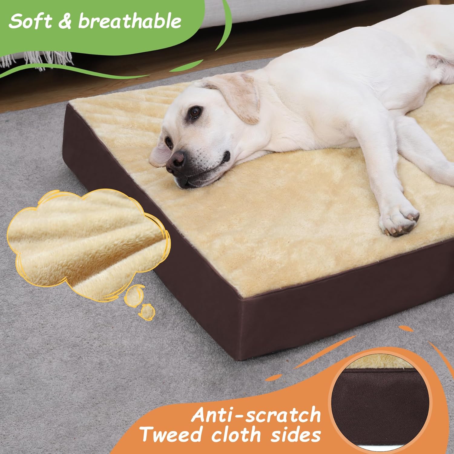 Thumbnail 3 de KSIIA Orthopedic Dog Bed – Medium Washable Crate Bed, 73x45x7cm (Light Tan)