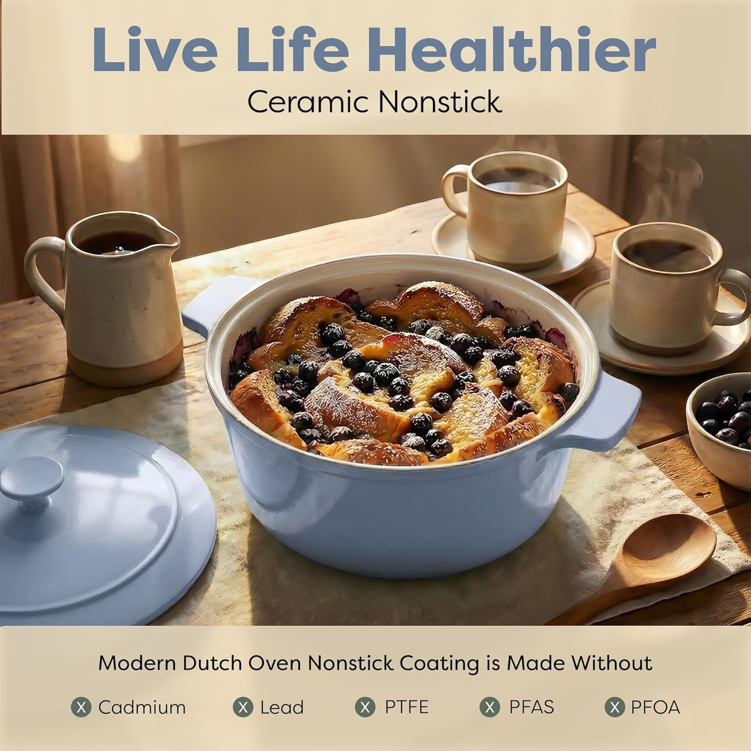 Detalle de Gotham Steel Hammered 5 Qt Lightweight Dutch Oven with Lid & Holders