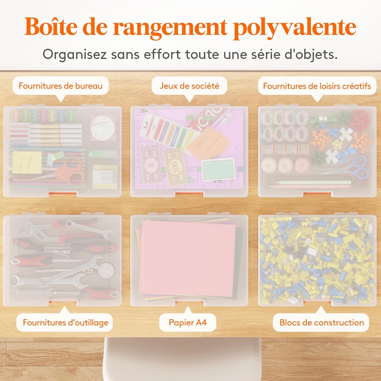 Detalle 2 de Lifewit 24202 opbergdozen met deksel, transparant en stapelbaar, set van 10
