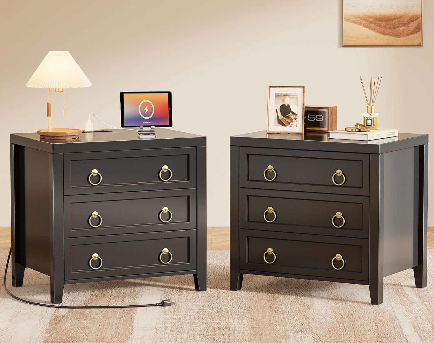 Detalle de Huuger 3-Drawer Nightstand