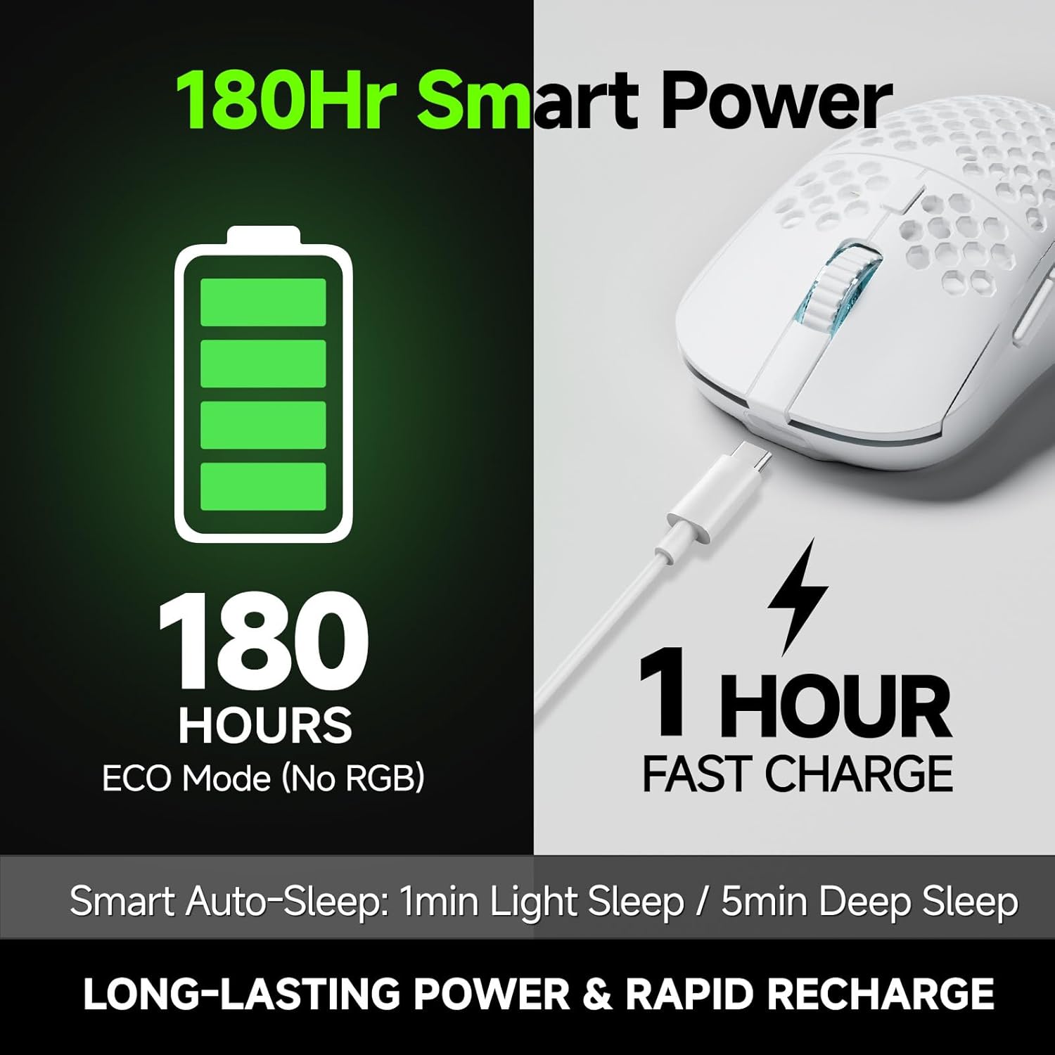 Thumbnail 3 de TMKB Wireless Gaming Mouse (24000DPI Optical Sensor, 6 Programmable Buttons) — Matte White