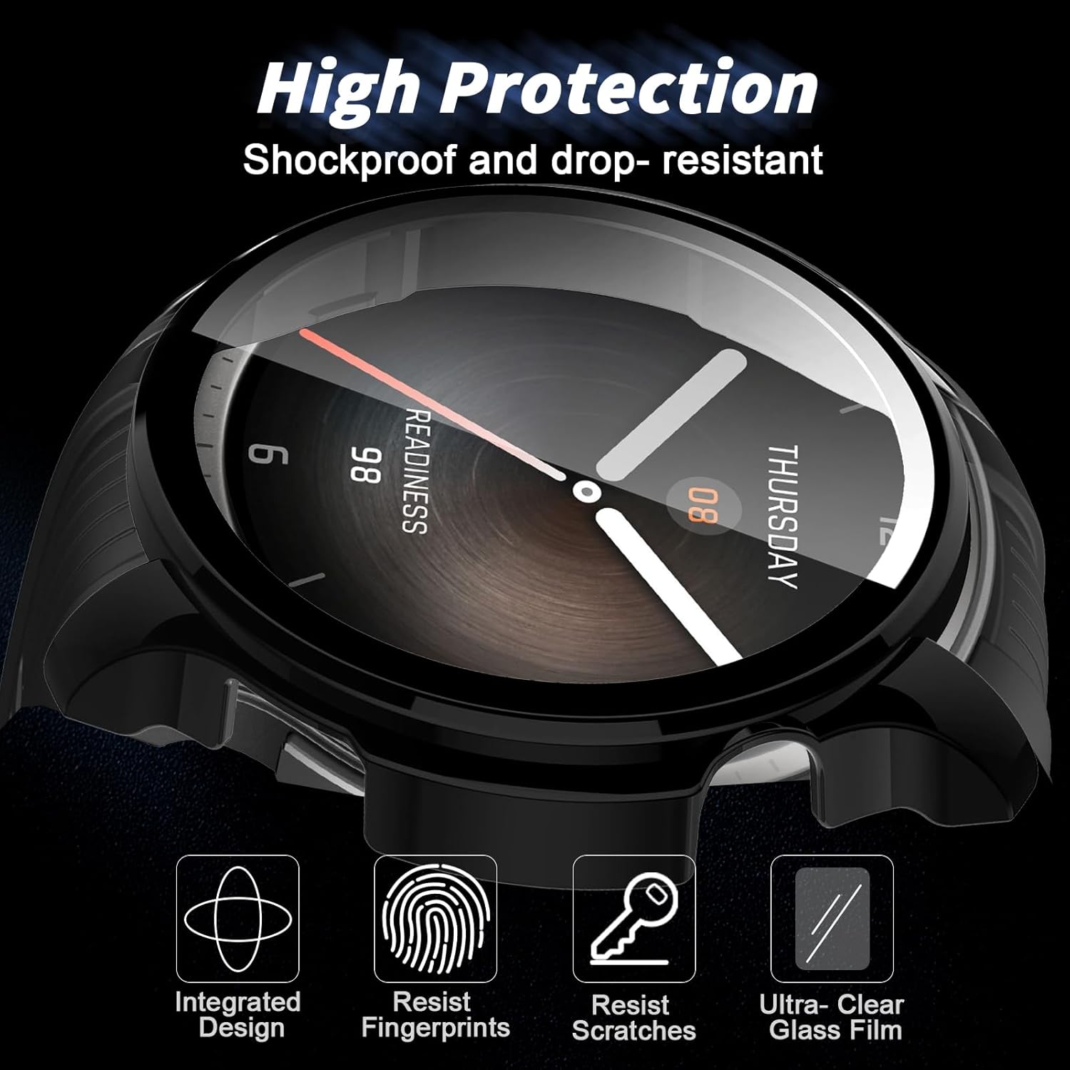 Thumbnail 2 de QULLOO 2er-Set Schutzhülle für Amazfit Balance 2 – Vollschutz aus PC mit Displayschutzfolie (Schwarz + Transparent)
