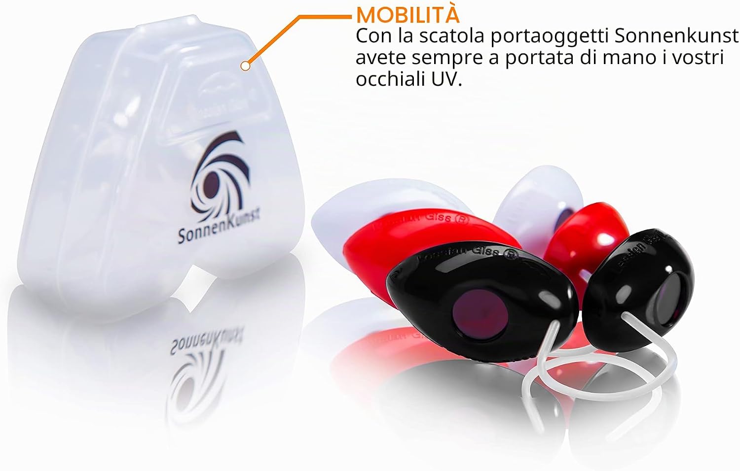 Detalle de Occhiali per solarium: protezione UV conforme CE e DIN EN170