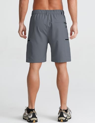 Detalle de APTRO Mens Cargo Hiking Shorts: Lightweight Outdoor Shorts with 5 Zipper Pockets – Dark Grey (L)