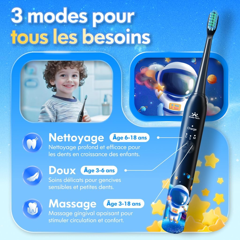 Detalle 2 de Brosse à dents électrique enfant 4 têtes 🪥