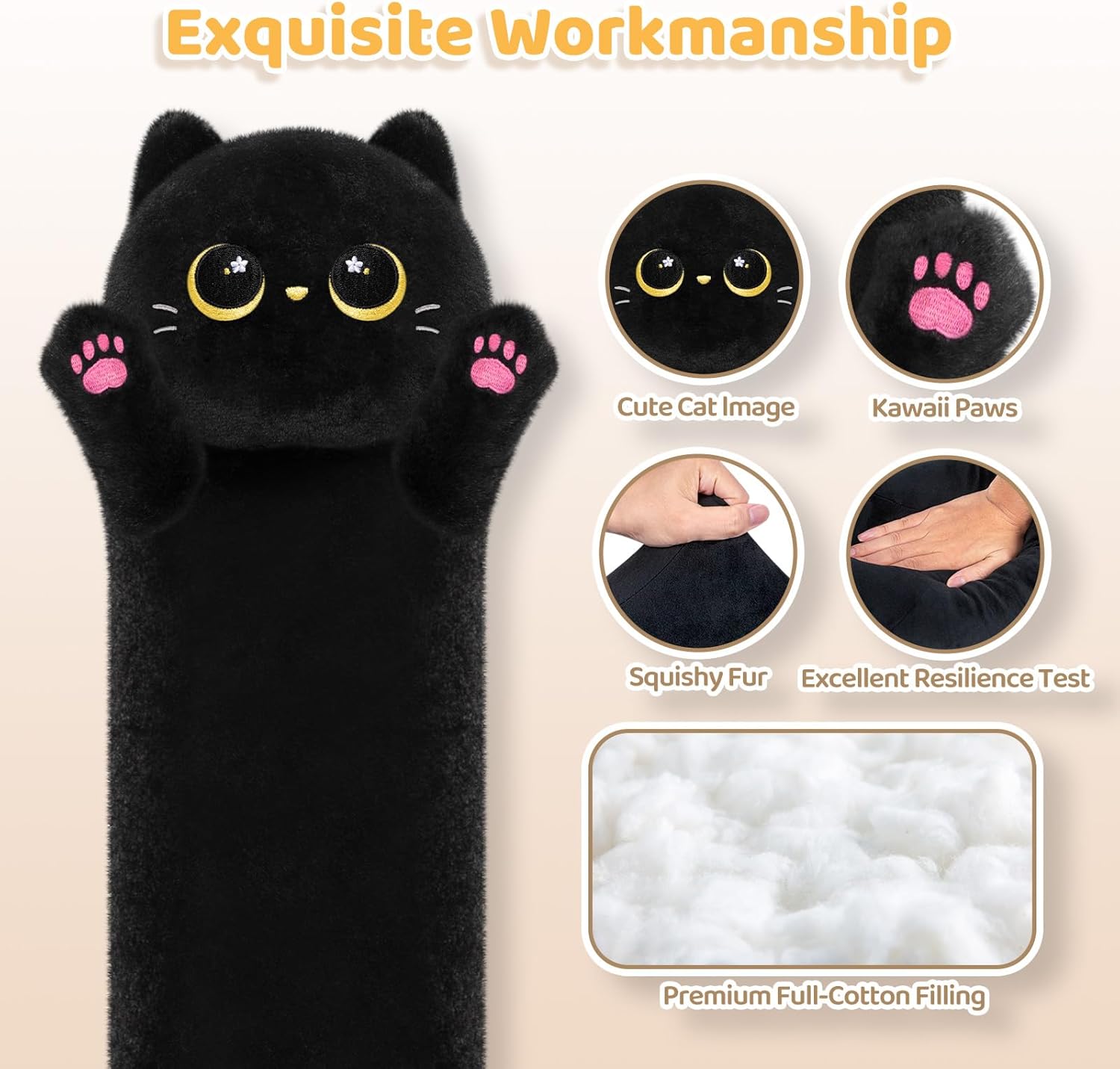 Detalle 2 de Mewaii 20in Long Cat Plush Body Pillow Review: A Practical Hug for All Ages
