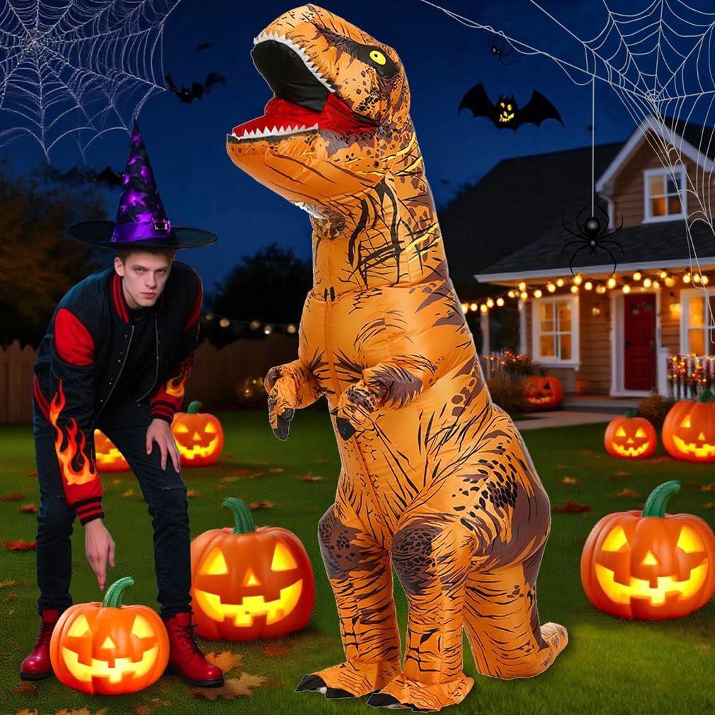Thumbnail 2 de JASHKE Inflatable T-Rex Dinosaur Costume for Adults (Blow-up Dino Suit)